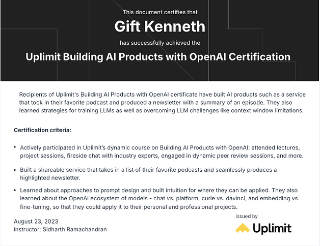 Gigi Kenneth certification