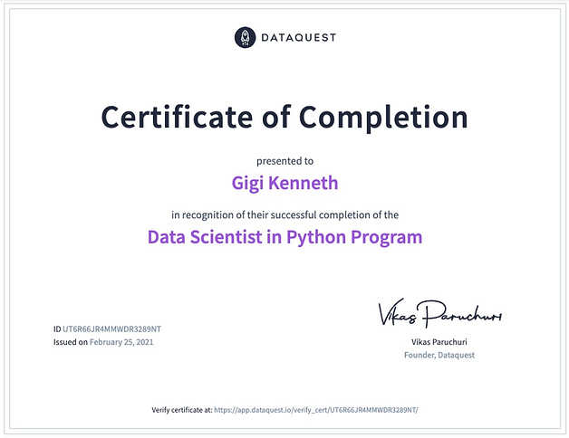 Gigi Kenneth certification
