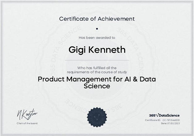 Gigi Kenneth certification
