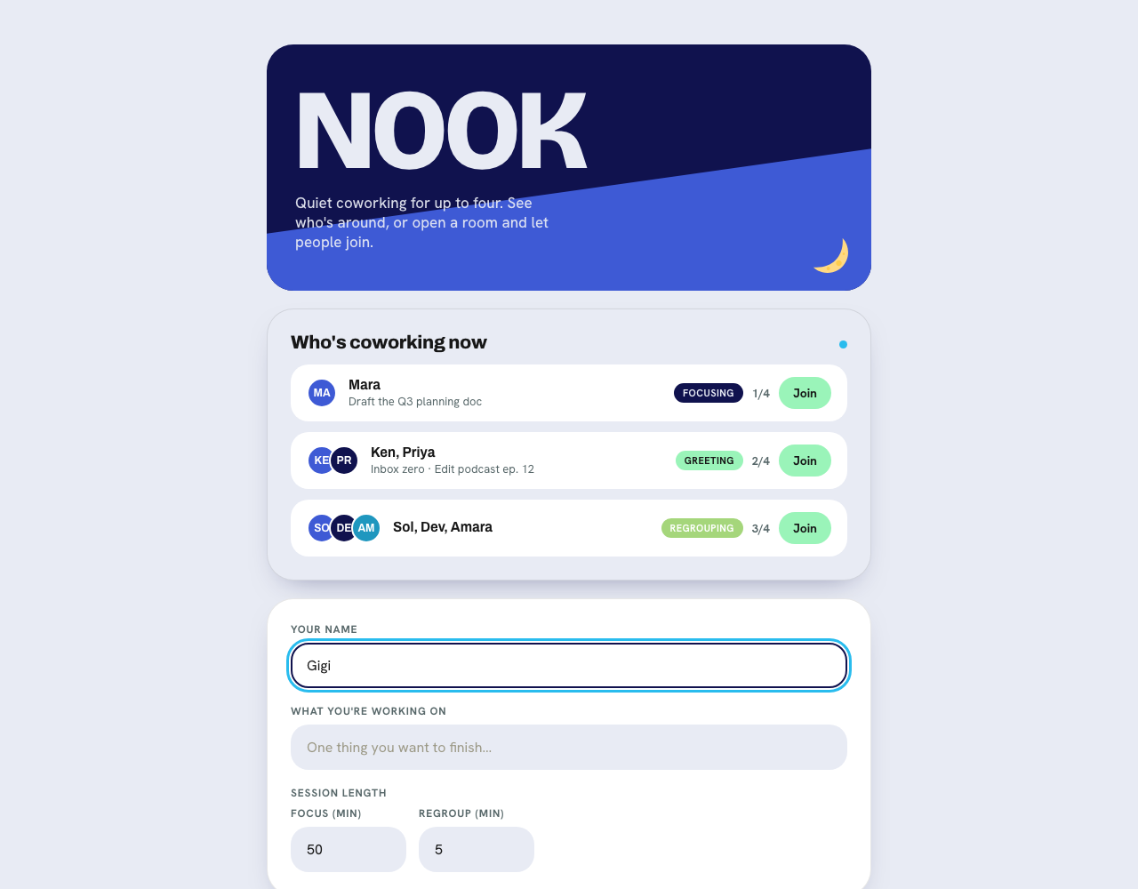 Nook: A Free, Open Source Coworking App