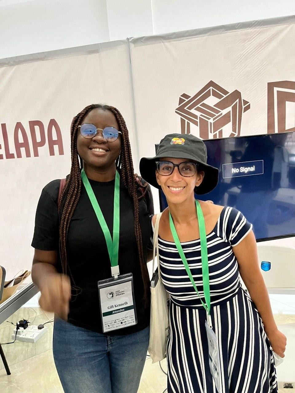 Gigi and Timnit Gebru at the Indaba