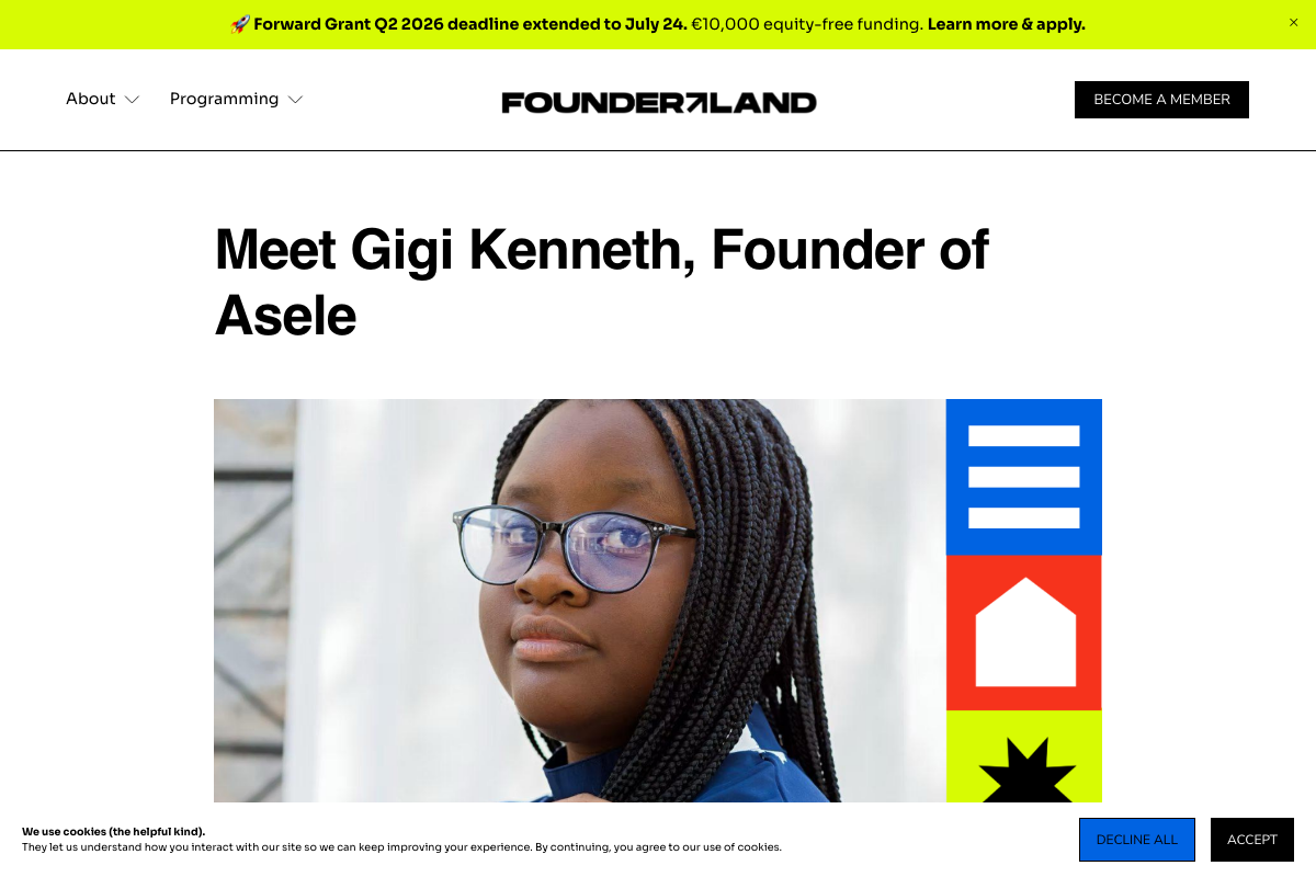Founderland founder profile: Meet Gigi Kenneth, Founder of Asele