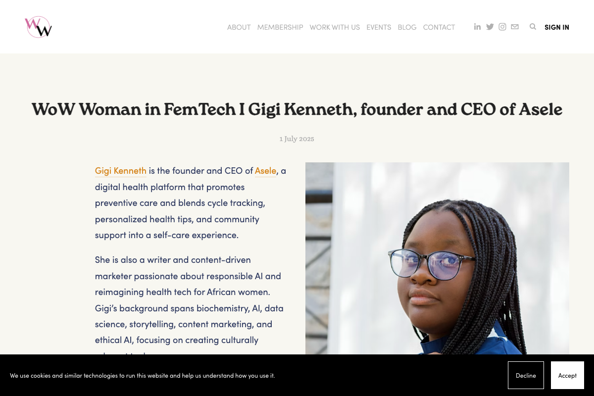 Women of Wearables feature: WoW Woman in FemTech, Gigi Kenneth